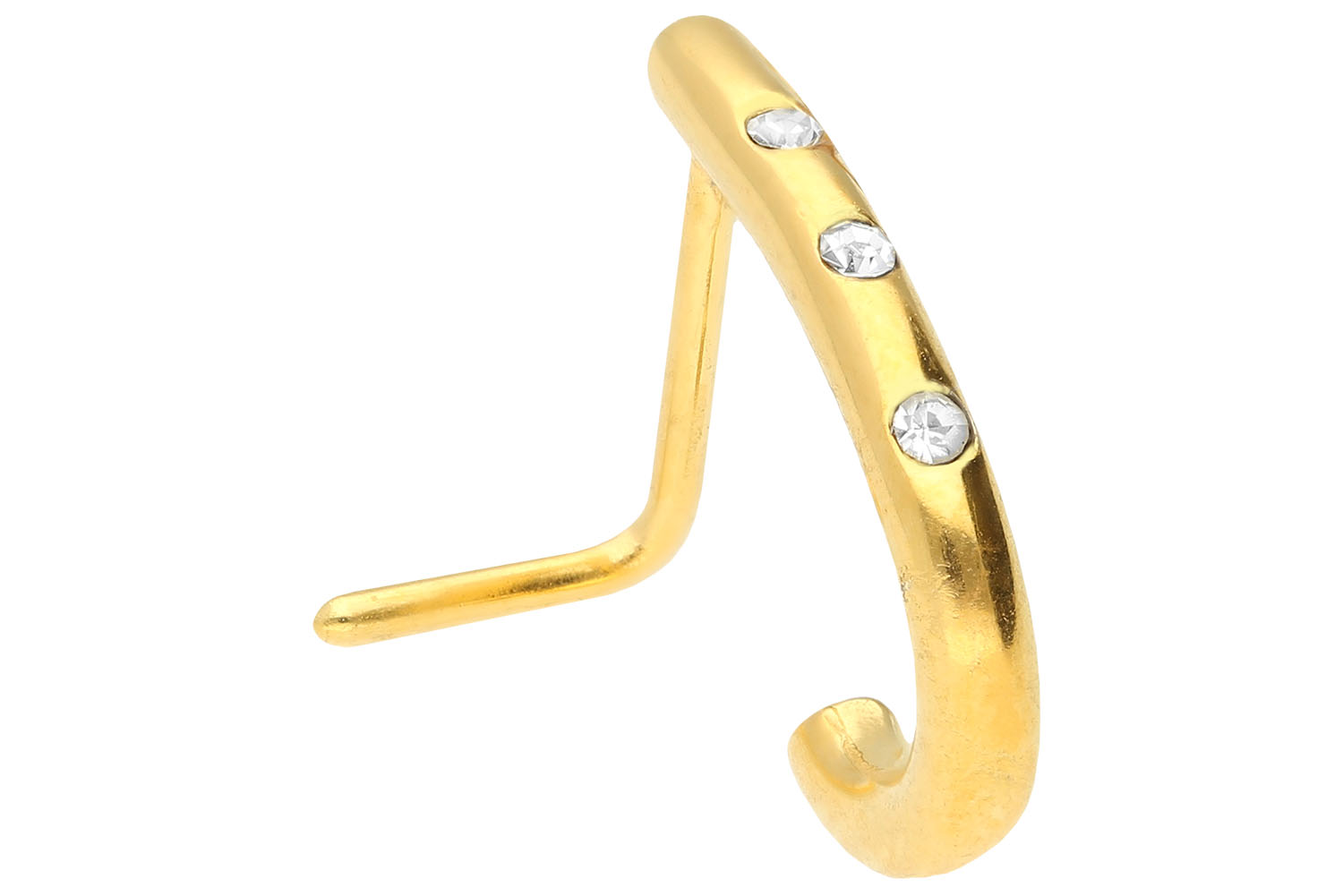 Chirurgenstahl Nasenstecker Nasenpiercing RUNDES DESIGN + DREI KRISTALLE ++SALE++